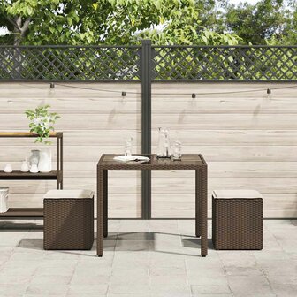 Tuinkrukken met kussens 2 st 40x40x43 cm poly rattan bruin
