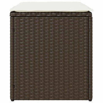 Tuinkrukken met kussens 2 st 40x40x43 cm poly rattan bruin