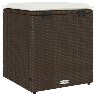 Tuinkrukken met kussens 2 st 40x40x43 cm poly rattan bruin