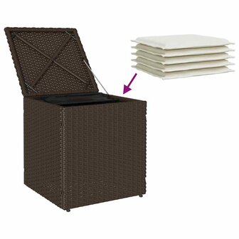 Tuinkrukken met kussens 2 st 40x40x43 cm poly rattan bruin