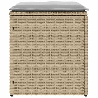 Tuinkrukken met kussens 2 st 40x40x43 cm poly rattan beige