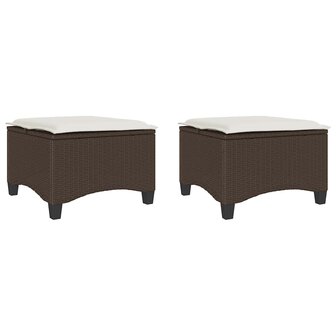 Tuinkrukken met kussens 2 st 55x55x36 cm poly rattan bruin