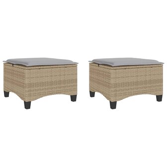 Tuinkrukken met kussens 2 st 55x55x36 cm poly rattan beige