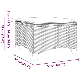 Tuinkrukken met kussens 2 st 55x55x36 cm poly rattan beige