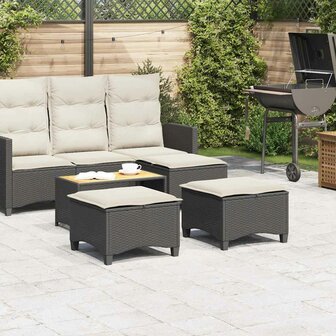 Tuinkrukken met kussens 2 st 55x55x36 cm poly rattan zwart