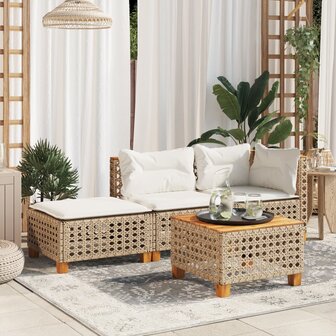 Tuinkruk met kussen 63,5x56x32 cm poly rattan beige