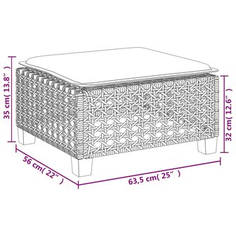 Tuinkruk met kussen 63,5x56x32 cm poly rattan beige