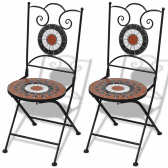 3-delige Bistroset keramische tegel terracotta en wit