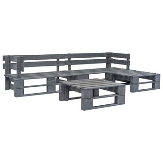 4-delige Loungeset pallet met zandkleurige kussens hout