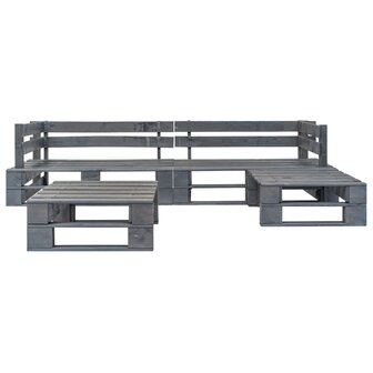 4-delige Loungeset pallet met zandkleurige kussens hout