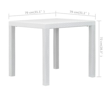 3-delige Bistroset rattan-look kunststof wit