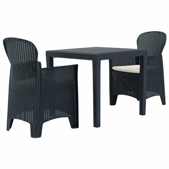 3-delige Tuinset rattan-look kunststof antraciet