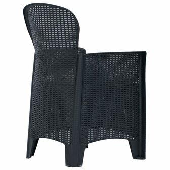 3-delige Tuinset rattan-look kunststof antraciet