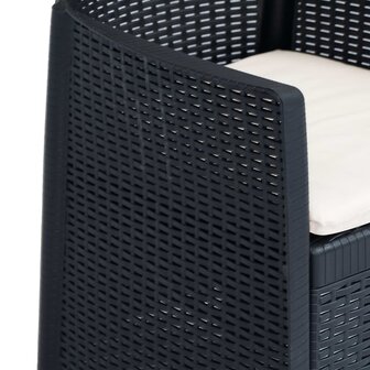 3-delige Tuinset rattan-look kunststof antraciet