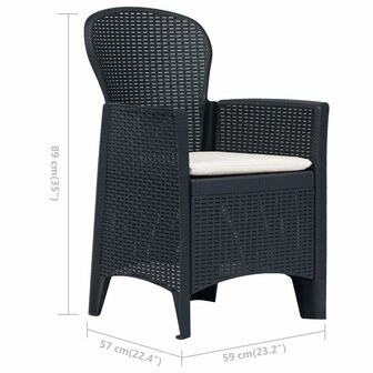 3-delige Tuinset rattan-look kunststof antraciet