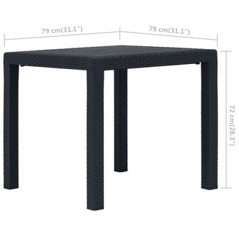 3-delige Tuinset rattan-look kunststof antraciet