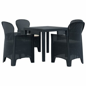 5-delige Tuinset rattan-look kunststof antraciet