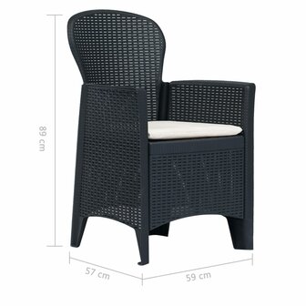 5-delige Tuinset rattan-look kunststof antraciet