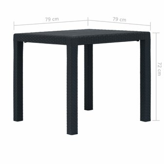 5-delige Tuinset rattan-look kunststof antraciet