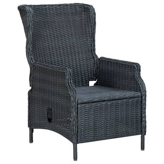 9-delige Tuinset met kussens poly rattan donkergrijs