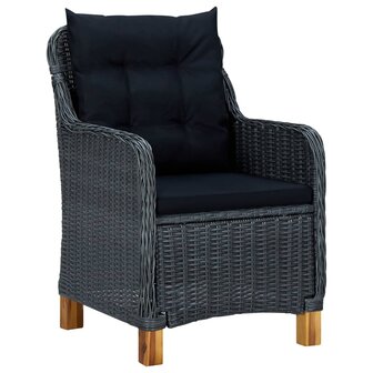 9-delige Tuinset met kussens poly rattan donkergrijs