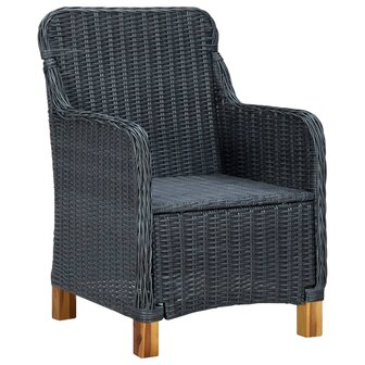 9-delige Tuinset met kussens poly rattan donkergrijs
