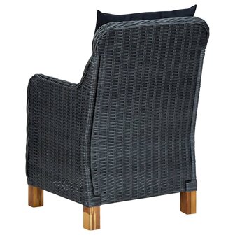 9-delige Tuinset met kussens poly rattan donkergrijs