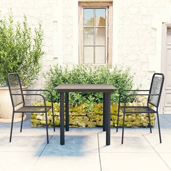 3-delige Tuinset glas en staal zwart