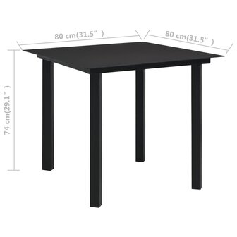 3-delige Tuinset glas en staal zwart