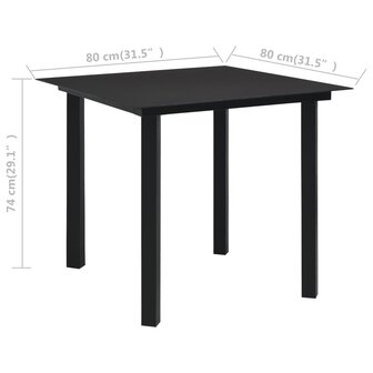 5-delige Tuinset glas en staal zwart