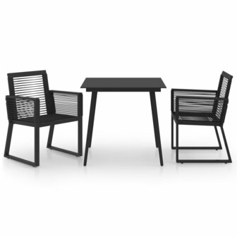 3-delige Tuinset PVC-rattan zwart