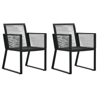 3-delige Tuinset PVC-rattan zwart