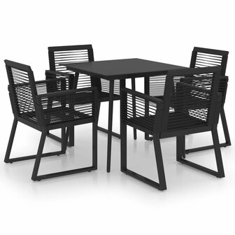 5-delige Tuinset PVC-rattan zwart