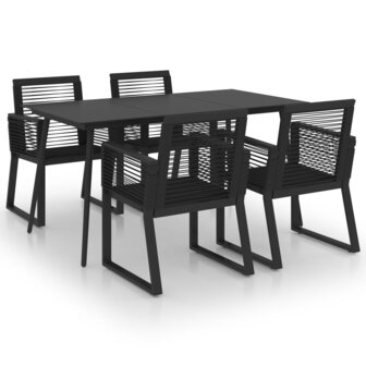 5-delige Tuinset PVC-rattan zwart