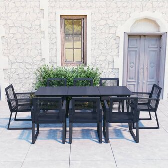 9-delige Tuinset PVC-rattan zwart