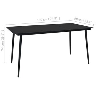 9-delige Tuinset PVC-rattan zwart