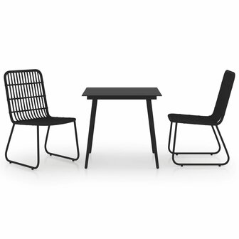 3-delige Tuinset poly rattan en glas