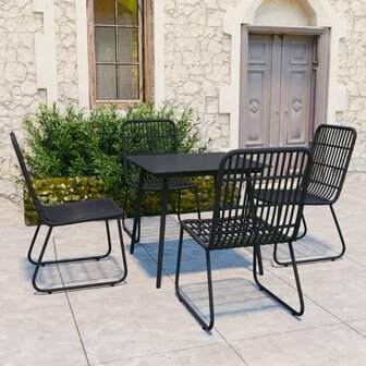 5-delige Tuinset poly rattan en glas