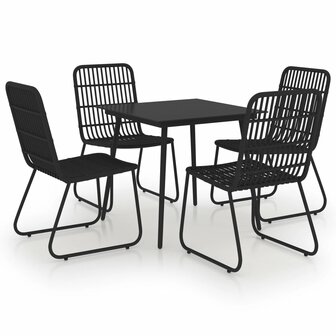 5-delige Tuinset poly rattan en glas