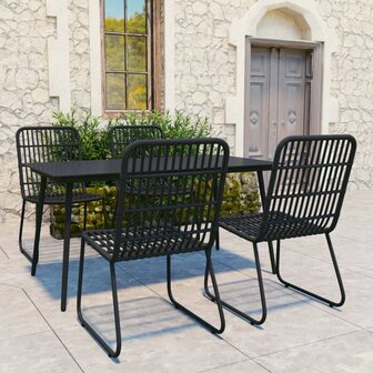 5-delige Tuinset poly rattan en glas