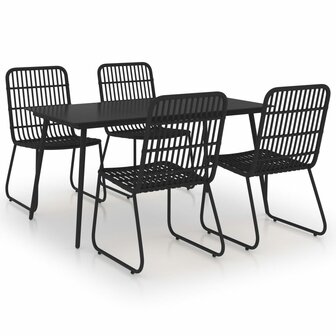5-delige Tuinset poly rattan en glas