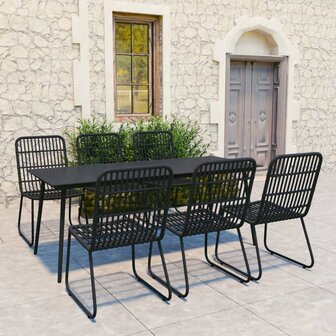 7-delige Tuinset poly rattan en glas