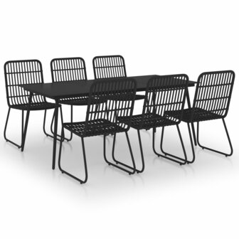7-delige Tuinset poly rattan en glas