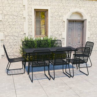 9-delige Tuinset poly rattan en glas