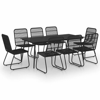 9-delige Tuinset poly rattan en glas