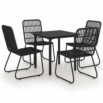 5-delige Tuinset poly rattan en glas