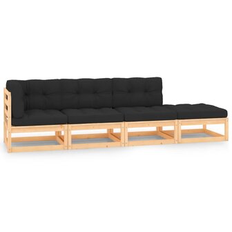 4-delige Loungeset massief grenenhout