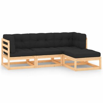 4-delige Loungeset massief grenenhout
