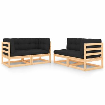 4-delige Loungeset massief grenenhout