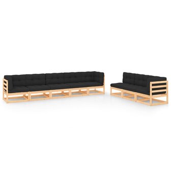 8-delige Loungeset met kussens massief grenenhout